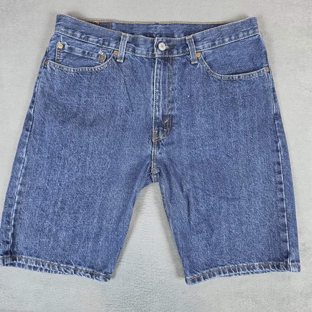 Levi's Men's 505 Denim Shorts W34 Blue Regular Fit Water Less Jean Shorts Classi